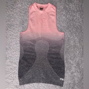 Gymshark Womens Seamless Vest Tank Top Sleeveless Peach/Charcoal Size Small